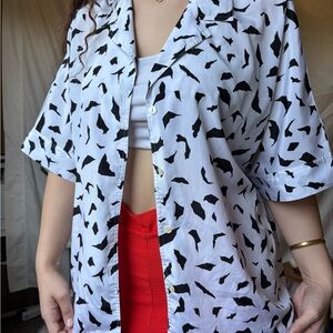 Black and White Patterned Button-Up Shirt